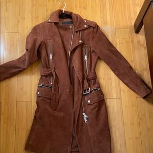 All saint long real suede leather jacket